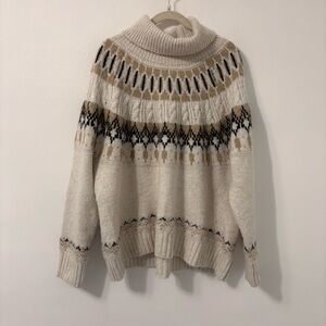 Old Navy Cozy Fair Isle Cable Knit Turtleneck Sweater Plus Size 3X